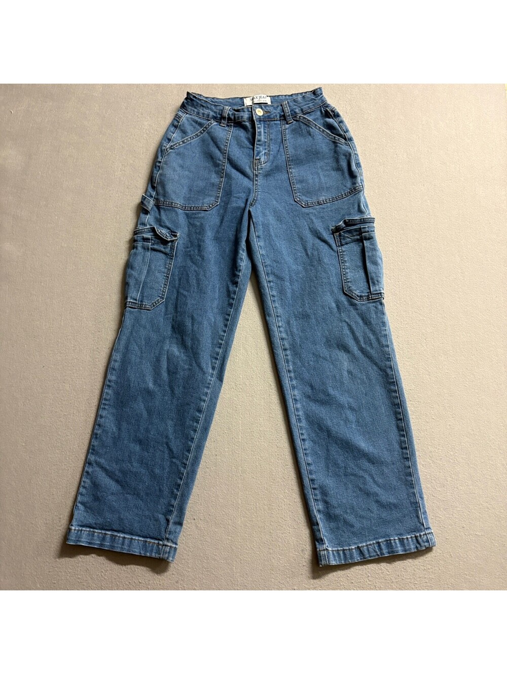 Wax Jean Collection Cargo Jeans Womens 1/25 Blue Denim Utility Carpenter Pants